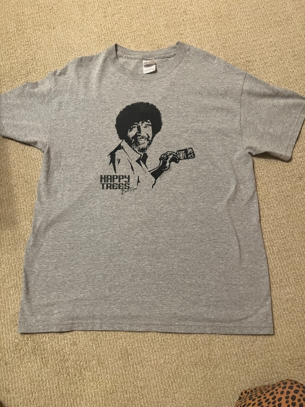 Men’s Bob Ross Happy Trees Graphic Tee - Gray, Size Large